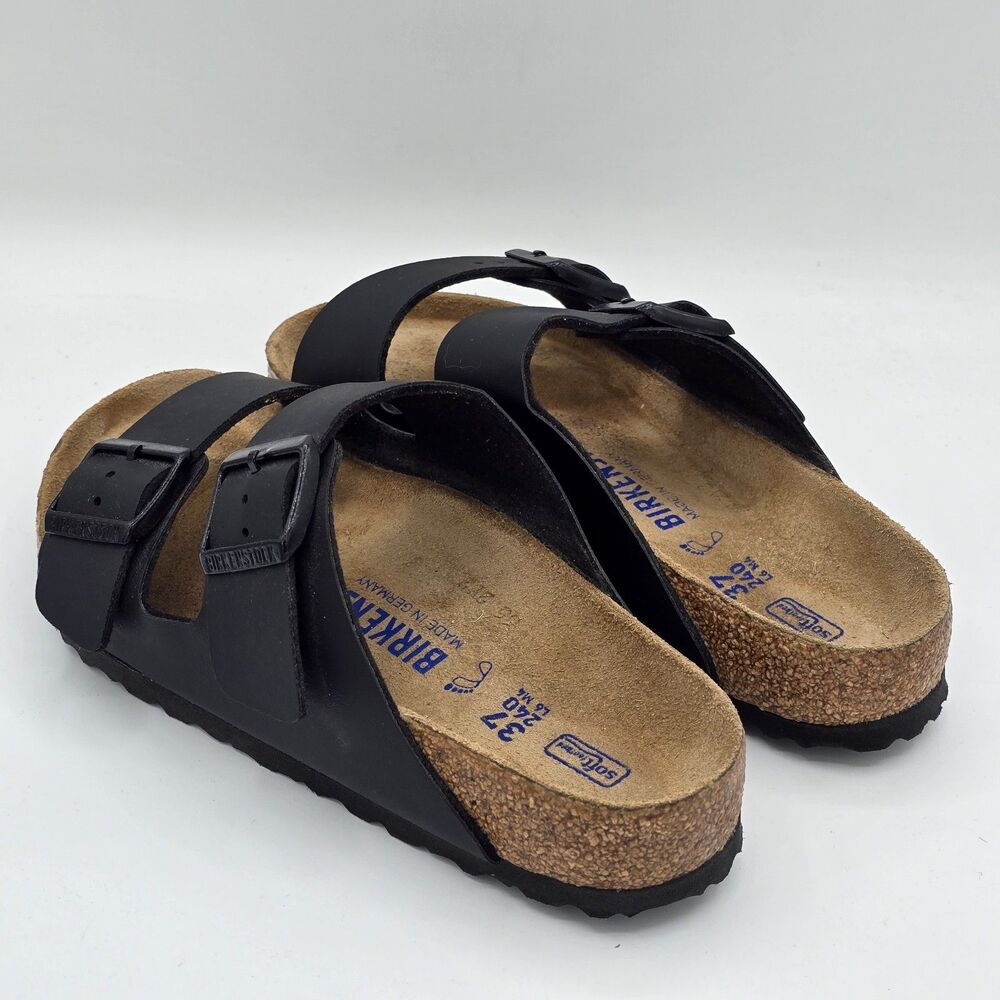 Birkenstock Arizona Sandals Unisex Black Birko-Flor Regular Fit Size 37 L6 M4 - Picture 4 of 7